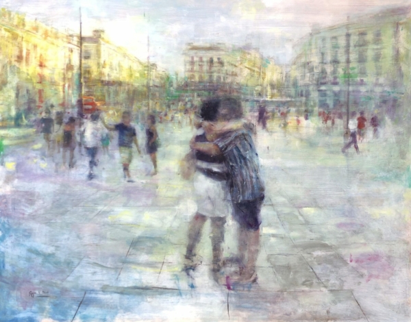 Abrazo en la Puerta de Sol