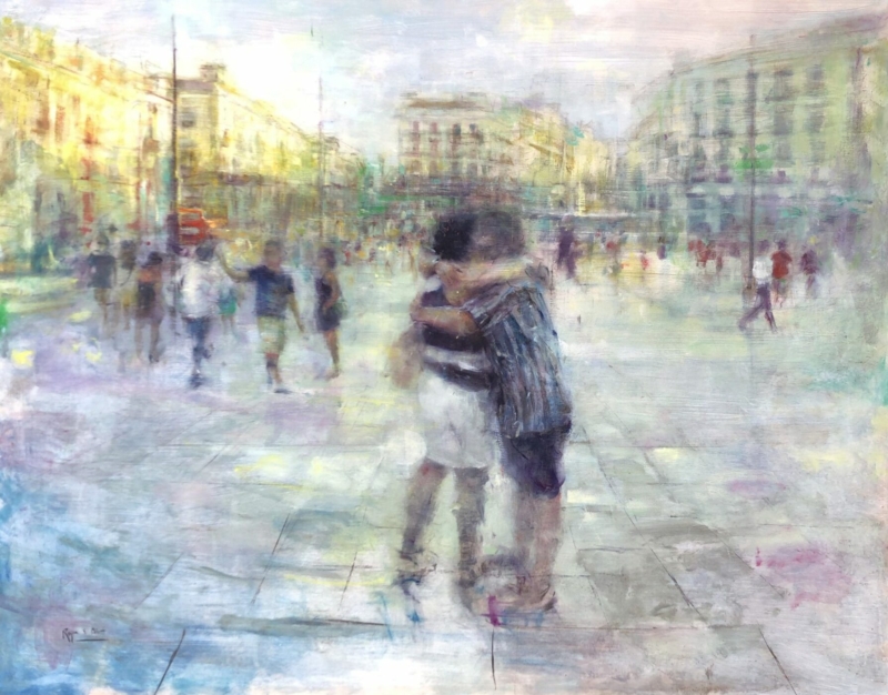 Abrazo en la Puerta de Sol